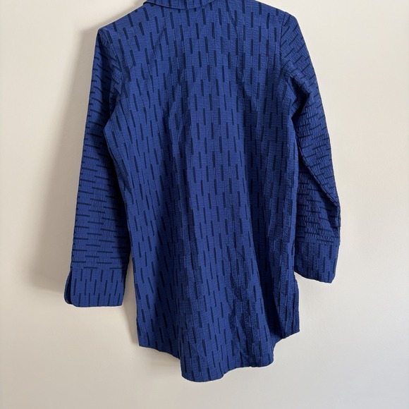 Habitat Clothes To Live In Blue Black Button Up Blouse Top Long Sleeve XS - Picture 2 of 10